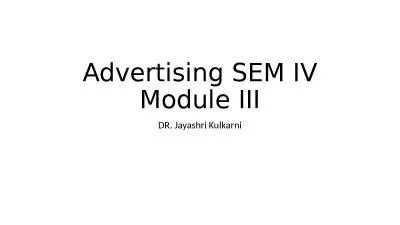 Advertising SEM IV Module III