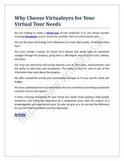 Why Choose Virtualeyes for Your Virtual Tour Needs