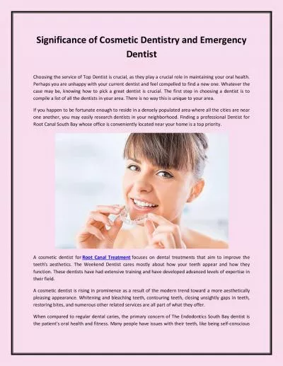 Significance of Cosmetic Dentistry and Emergency Dentist