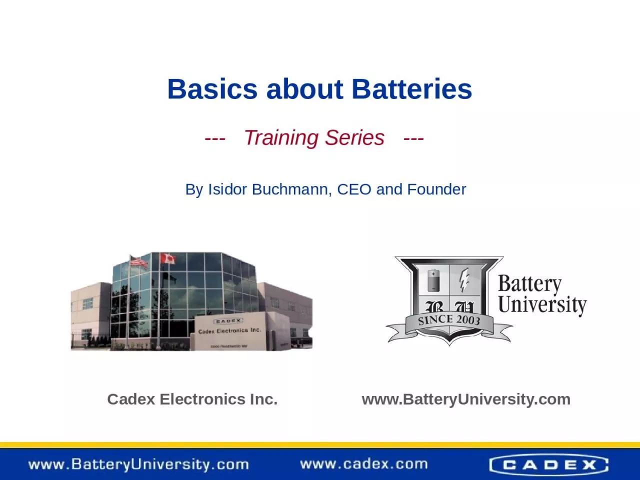 PPT-Basics about Batteries Cadex