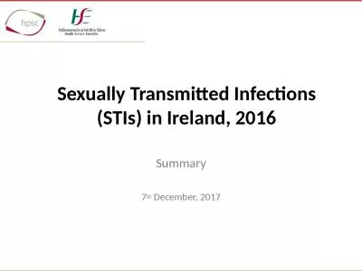 Sexually Transmitted Infections (STIs) in Ireland, 2016