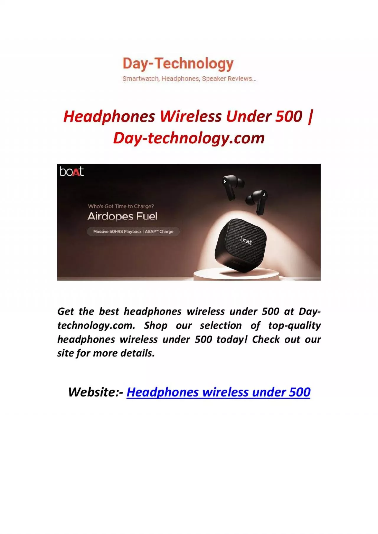 PDF-Headphones Wireless Under 500 | Day-technology.com