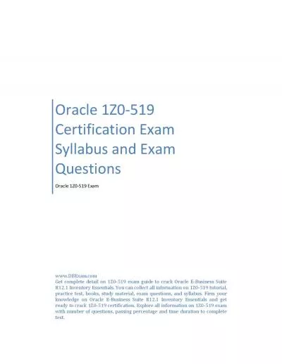 Oracle 1Z0-519 Certification Exam Syllabus and Exam Questions 