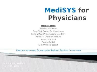 MediSYS   for Physicians