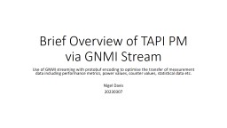 Brief Overview of TAPI PM via GNMI Stream