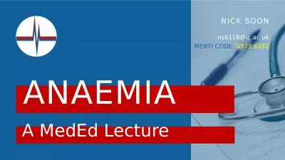 A  MedEd  Lecture ANAEMIA