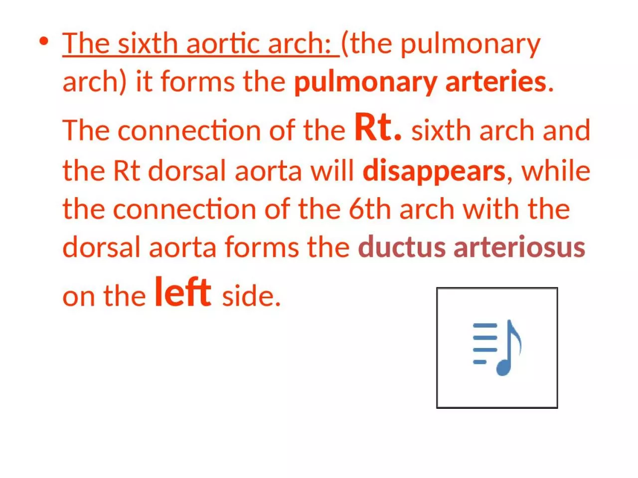 PPT-The sixth aortic arch: (the pulmonary arch) it forms the