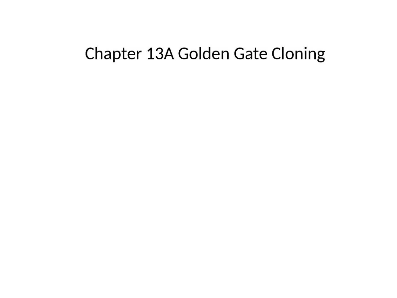 PPT-Chapter 13A Golden Gate Cloning