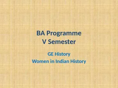 BA Programme V Semester GE History