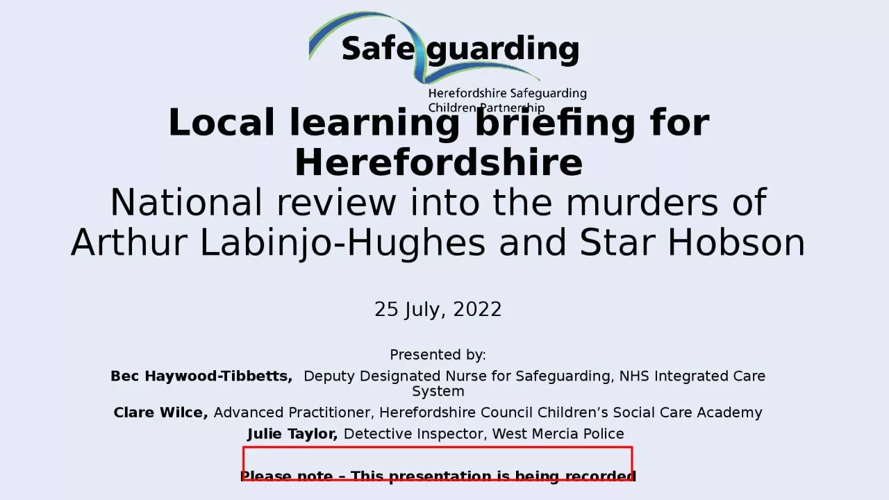 PPT-Local learning briefing for Herefordshire