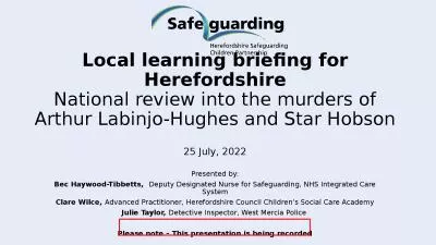 Local learning briefing for Herefordshire