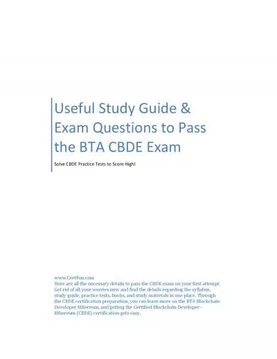 Useful Study Guide & Exam Questions to Pass the BTA CBDE Exam