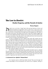 e Law in Hamlet:   Death, Property, and the Pursuit of Justice