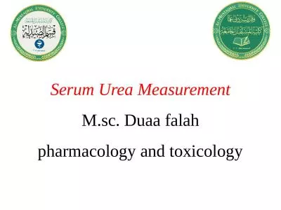 Serum Urea Measurement M.sc.