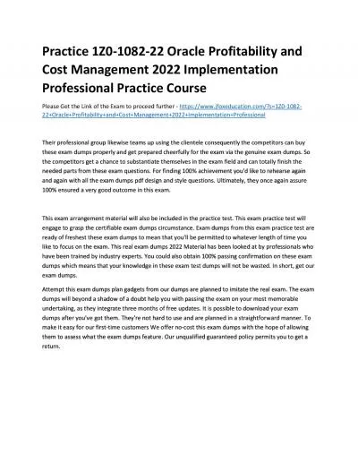 Practice 1Z0-1082-22 Oracle Profitability and Cost Management 2022 Implementation Professional