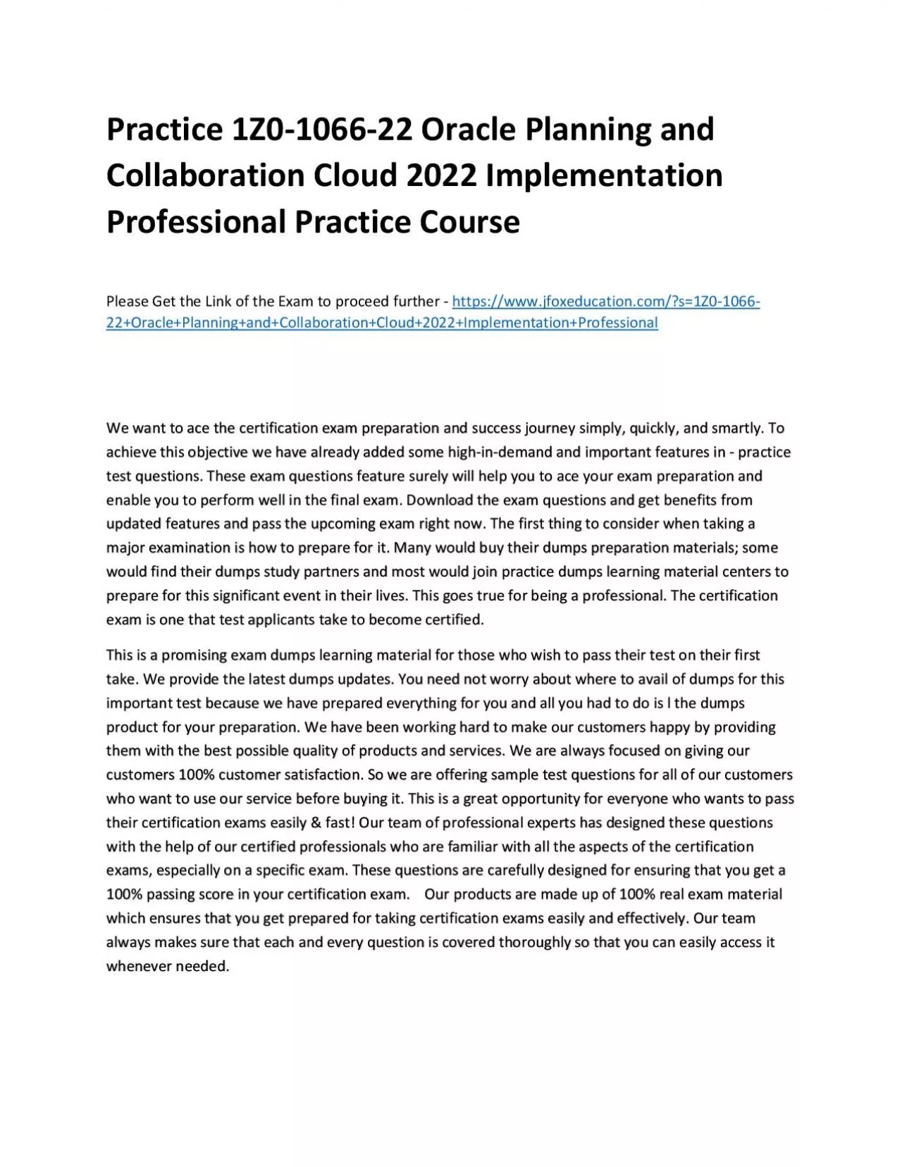 PDF-Practice 1Z0-1066-22 Oracle Planning and Collaboration Cloud 2022 Implementation Professional