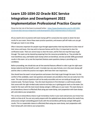 Learn 1Z0-1034-22 Oracle B2C Service Integration and Development 2022 Implementation Professional Practice Course