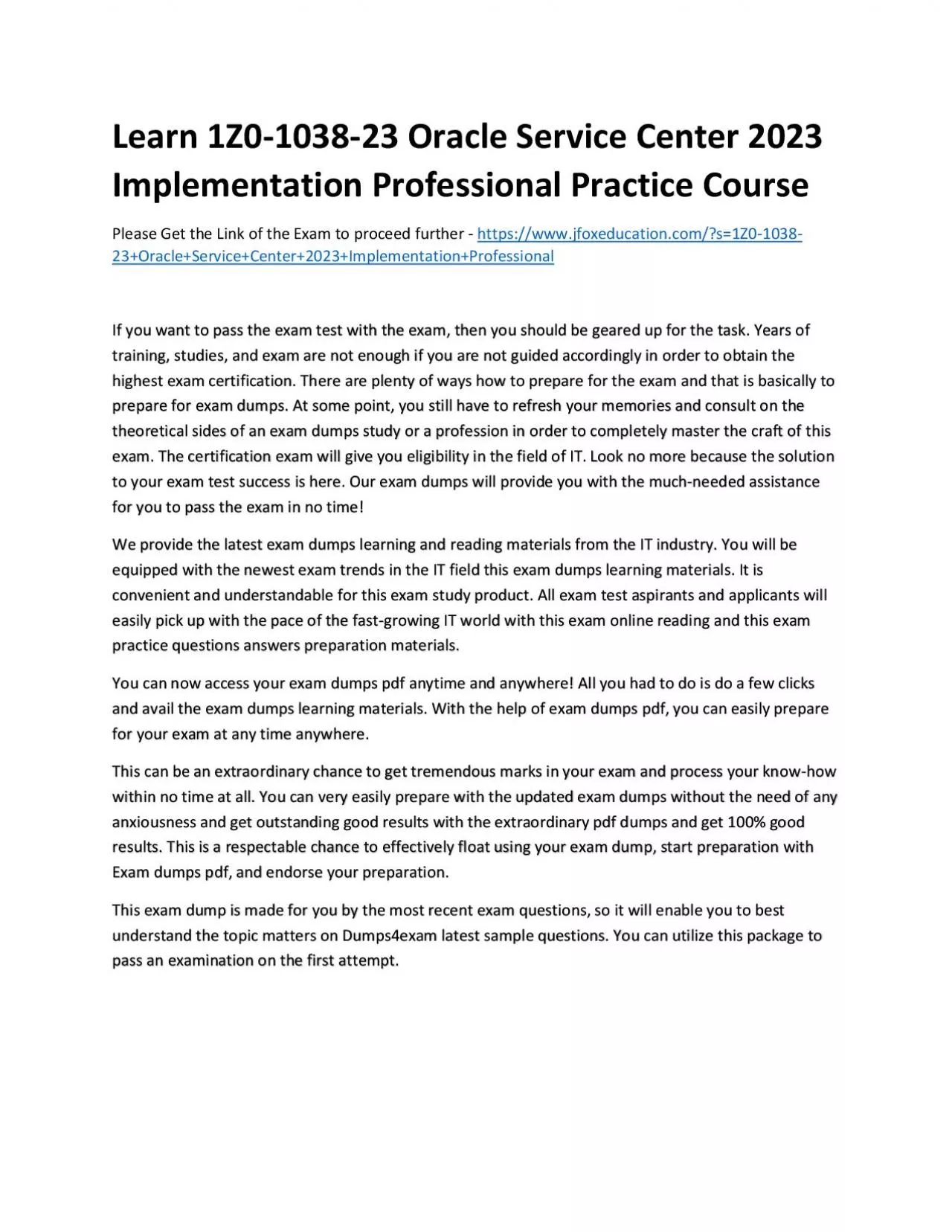 PDF-Learn 1Z0-1038-23 Oracle Service Center 2023 Implementation Professional Practice Course