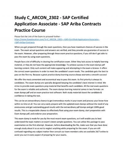 Study C_ARCON_2302 - SAP Certified Application Associate - SAP Ariba Contracts Practice