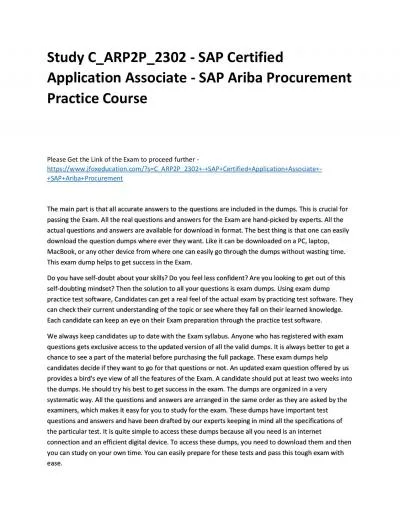 Study C_ARP2P_2302 - SAP Certified Application Associate - SAP Ariba Procurement Practice Course