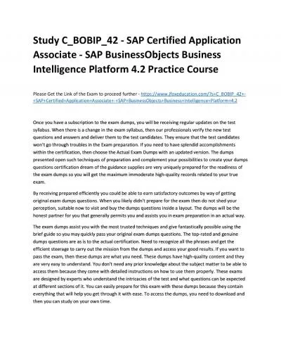 Study C_BOBIP_42 - SAP Certified Application Associate - SAP BusinessObjects Business