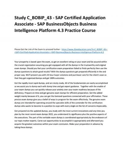 Study C_BOBIP_43 - SAP Certified Application Associate - SAP BusinessObjects Business