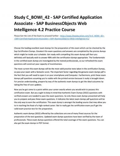 Study C_BOWI_42 - SAP Certified Application Associate - SAP BusinessObjects Web Intelligence 4.2 Practice Course