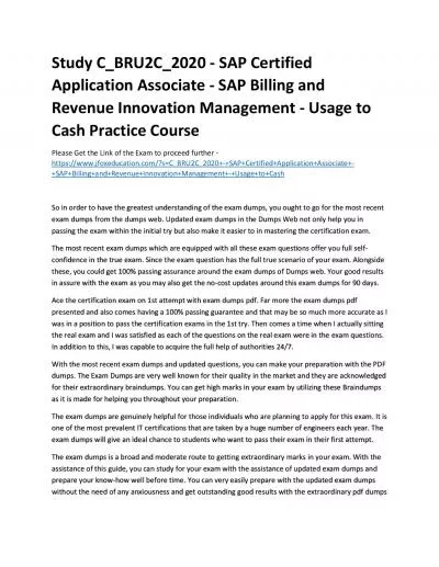 Study C_BRU2C_2020 - SAP Certified Application Associate - SAP Billing and Revenue Innovation