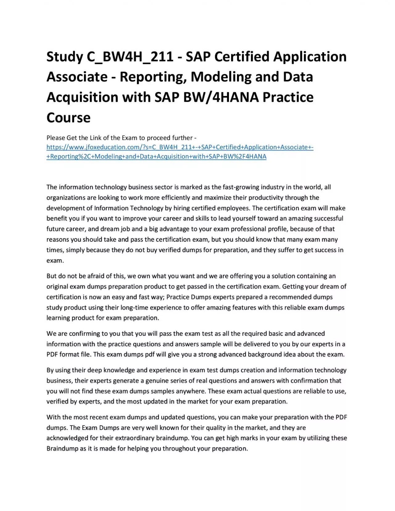 PDF-Study C_BW4H_211 - SAP Certified Application Associate - Reporting, Modeling and Data