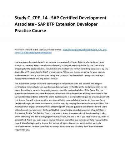 Study C_CPE_14 - SAP Certified Development Associate - SAP BTP Extension Developer Practice