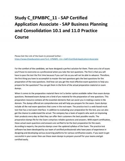 Study C_EPMBPC_11 - SAP Certified Application Associate - SAP Business Planning and Consolidation