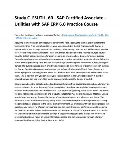 Study C_FSUTIL_60 - SAP Certified Associate - Utilities with SAP ERP 6.0 Practice Course