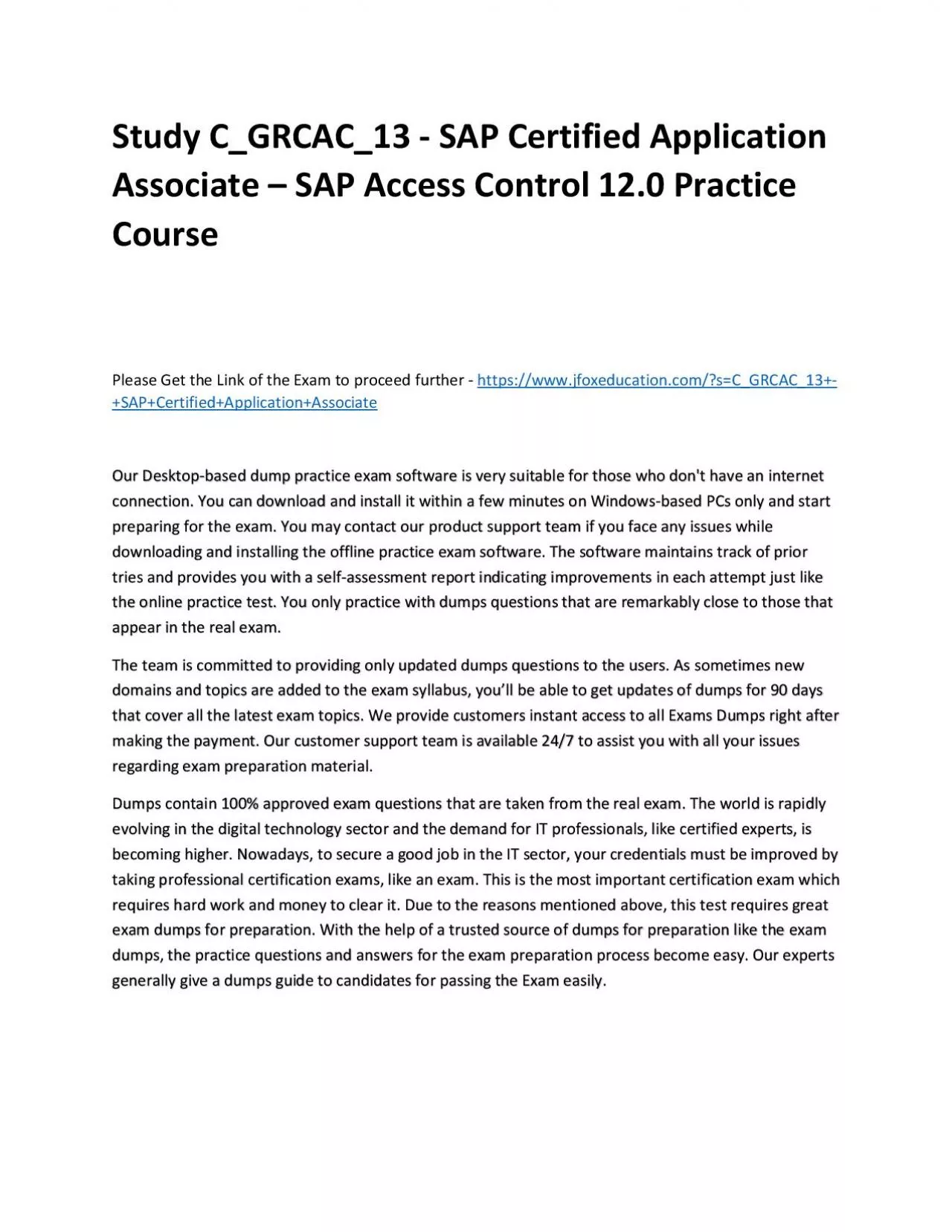 PDF-Study C_GRCAC_13 - SAP Certified Application Associate – SAP Access Control 12.0 Practice