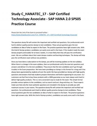 Study C_HANADEV_18 - SAP Certified Development Associate - SAP HANA 2.0 SPS06 Practice Course