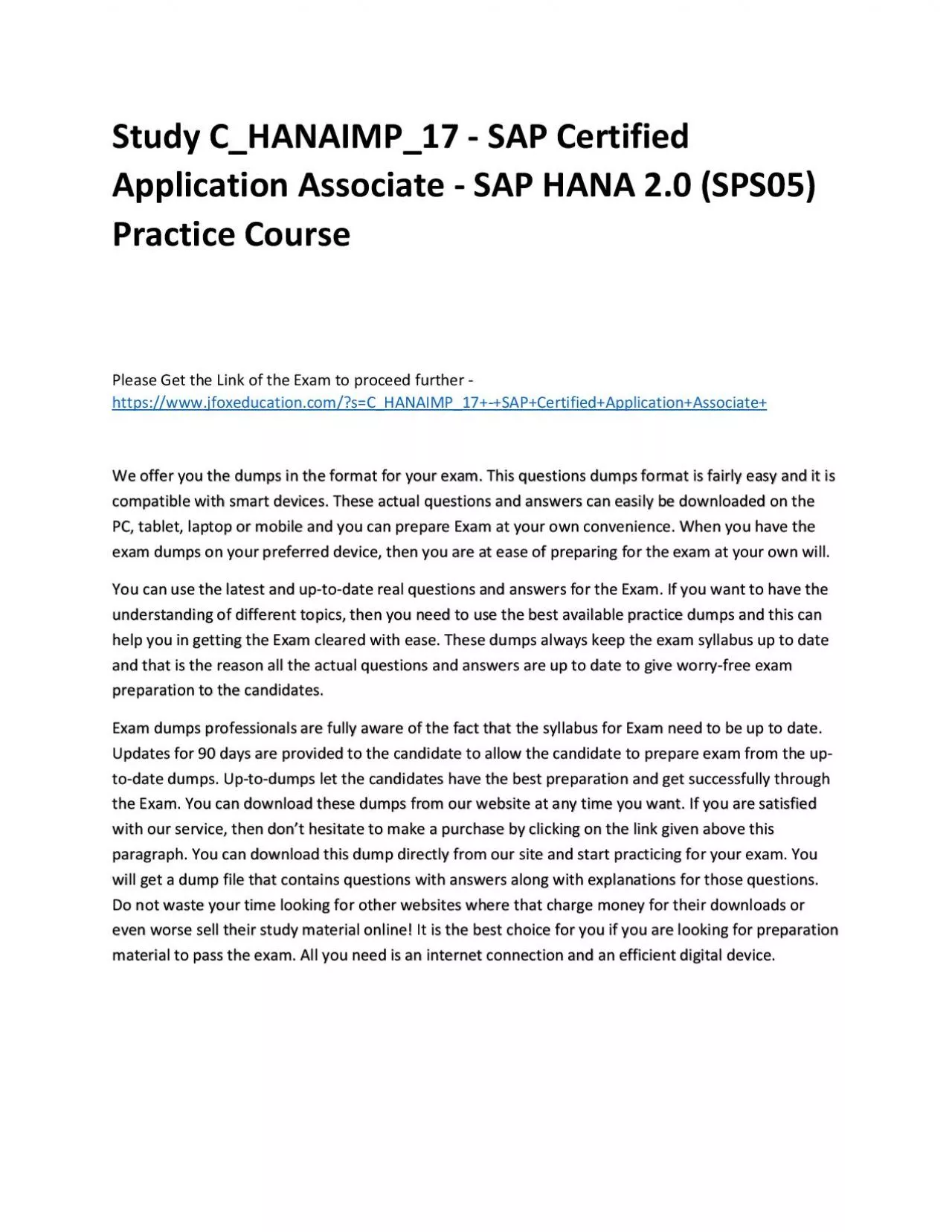 PDF-Study C_HANAIMP_17 - SAP Certified Application Associate - SAP HANA 2.0 (SPS05) Practice