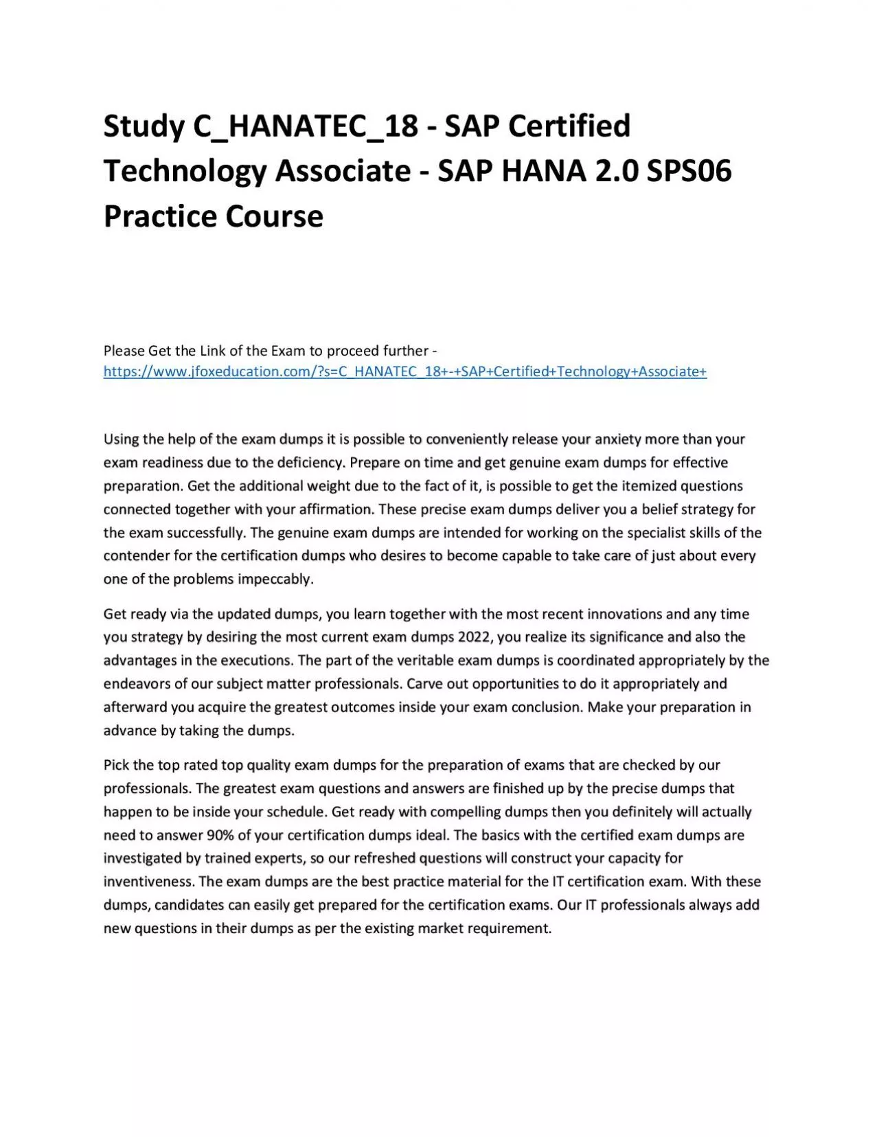 PDF-Study C_HANATEC_18 - SAP Certified Technology Associate - SAP HANA 2.0 SPS06 Practice