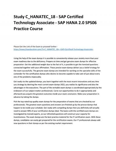 Study C_HANATEC_18 - SAP Certified Technology Associate - SAP HANA 2.0 SPS06 Practice Course