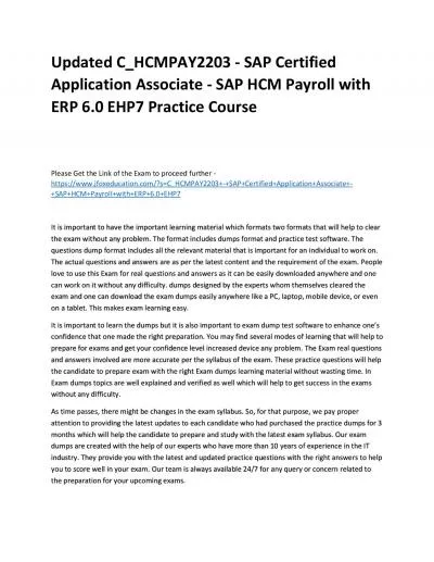 Updated C_HCMPAY2203 - SAP Certified Application Associate - SAP HCM Payroll with ERP