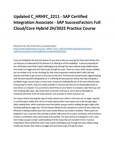 Updated C_HRHFC_2211 - SAP Certified Integration Associate - SAP SuccessFactors Full Cloud/Core Hybrid 2H/2022 Practice Course