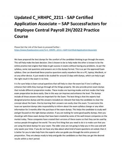 Updated C_HRHPC_2211 - SAP Certified Application Associate – SAP SuccessFactors for