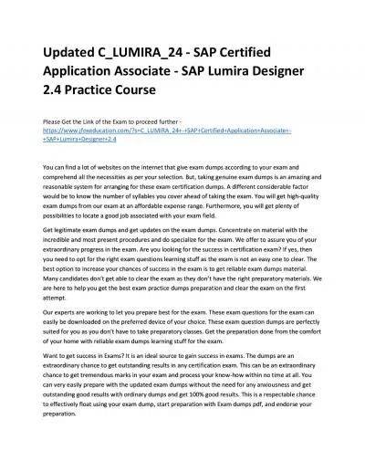 Updated C_LUMIRA_24 - SAP Certified Application Associate - SAP Lumira Designer 2.4 Practice Course