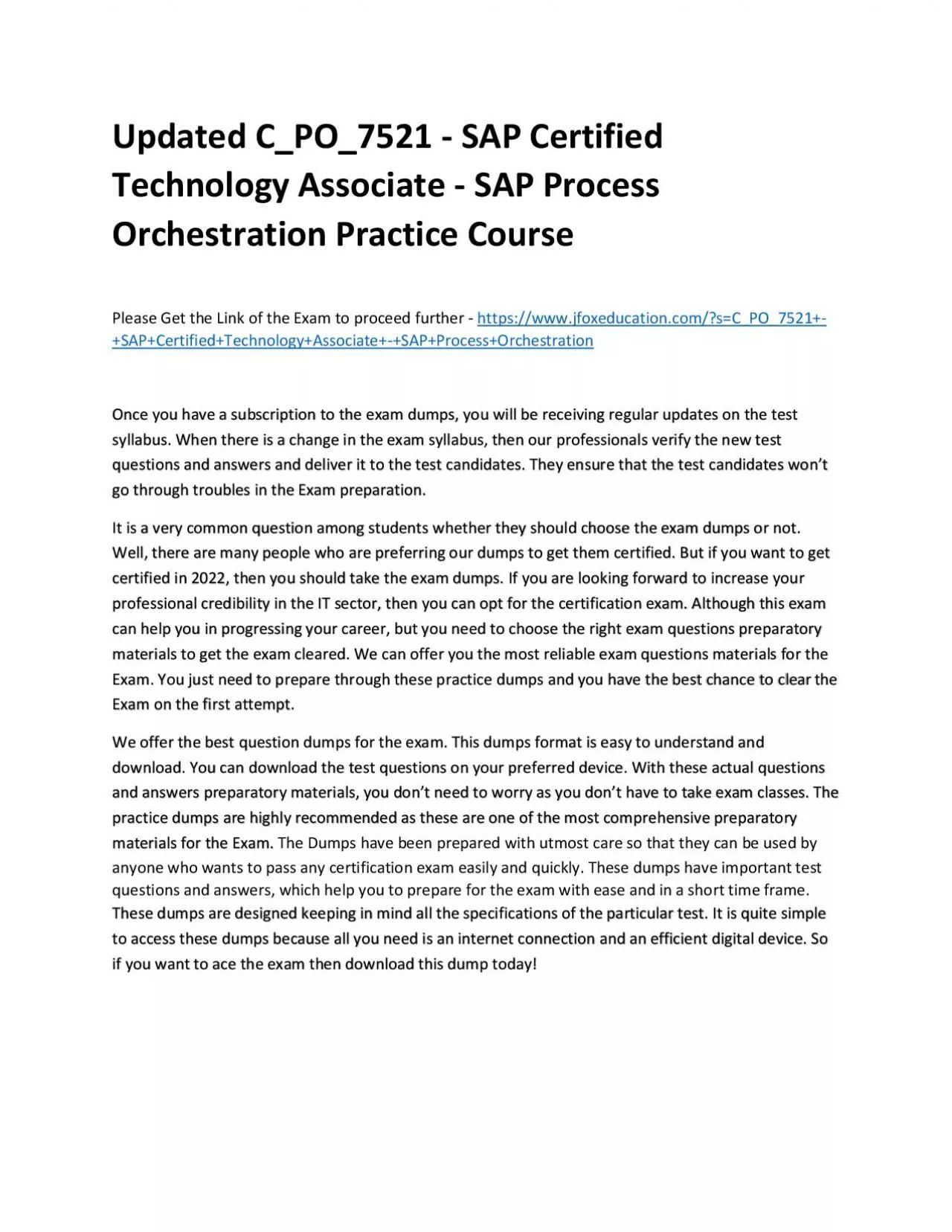 PDF-Updated C_PO_7521 - SAP Certified Technology Associate - SAP Process Orchestration Practice