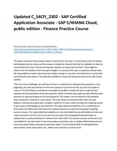 Updated C_S4CFI_2302 - SAP Certified Application Associate - SAP S/4HANA Cloud, public