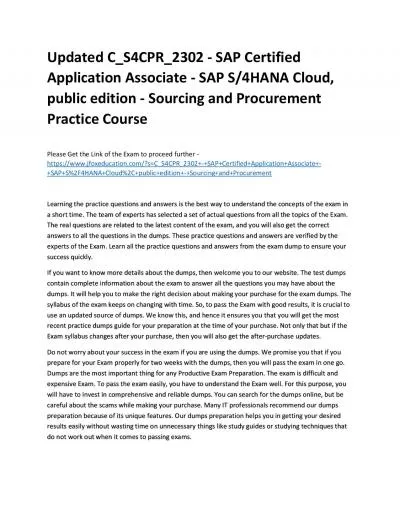 Updated C_S4CPR_2302 - SAP Certified Application Associate - SAP S/4HANA Cloud, public