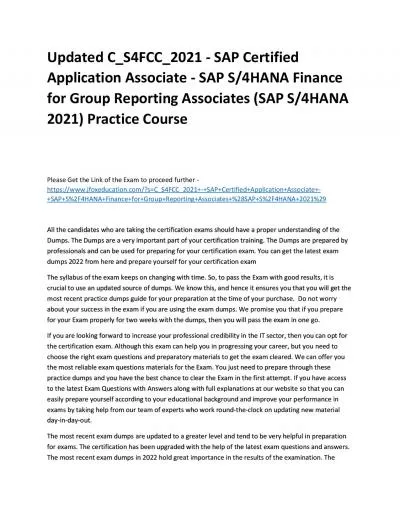 Updated C_S4FCC_2021 - SAP Certified Application Associate - SAP S/4HANA Finance for Group