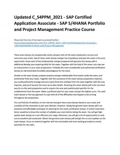 Updated C_S4PPM_2021 - SAP Certified Application Associate - SAP S/4HANA Portfolio and Project Management Practice Course