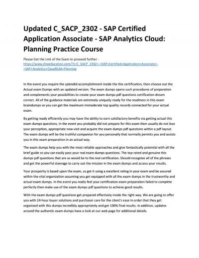 Updated C_SACP_2302 - SAP Certified Application Associate - SAP Analytics Cloud: Planning