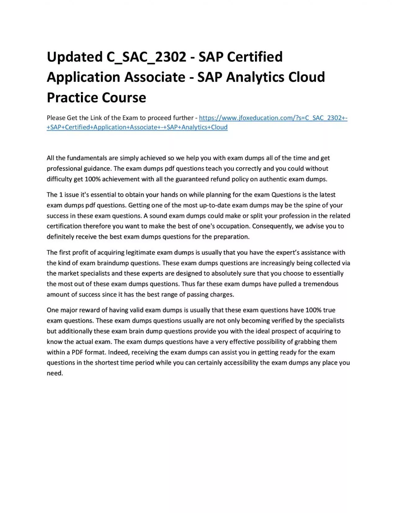 PDF-Updated C_SAC_2302 - SAP Certified Application Associate - SAP Analytics Cloud Practice