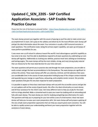 Updated C_SEN_2205 - SAP Certified Application Associate - SAP Enable Now Practice Course