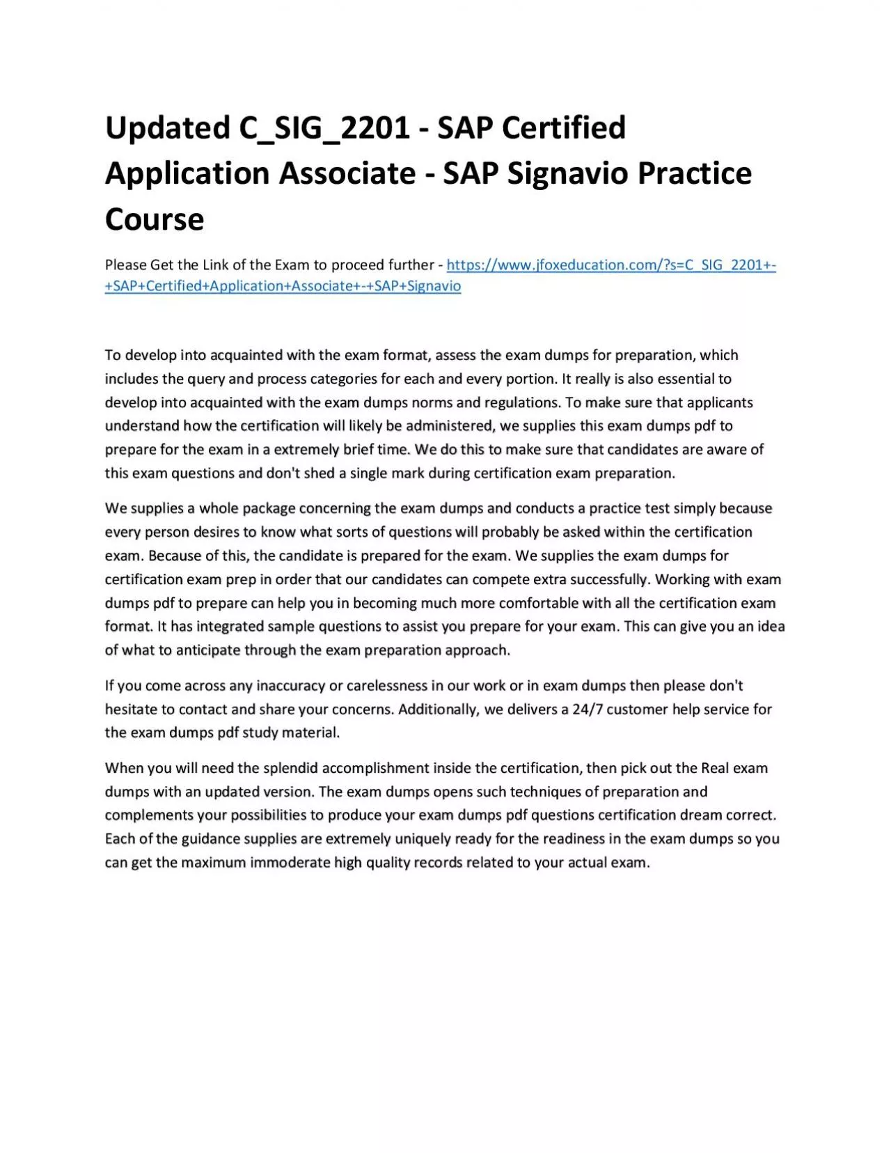 PDF-Updated C_SIG_2201 - SAP Certified Application Associate - SAP Signavio Practice Course